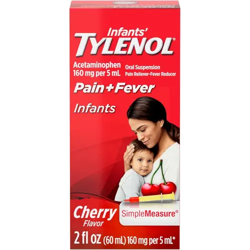 Tylenol Infants Liquid Pain Relief & Fever Medicine, Oral Suspension, Acetaminophen for Sore Throat, Headache & Teething, Pain Reliever & Fever Reducer for Kids; Cherry Flavor, 2 fl. oz.; Pack of 1