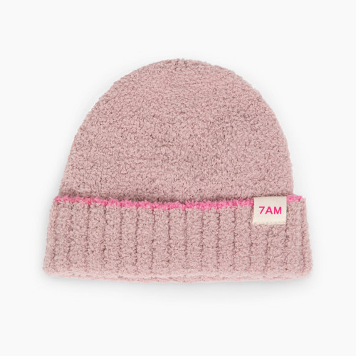 7AM Enfant Fuzzy Beanie - Ash Rose, 0-6 M