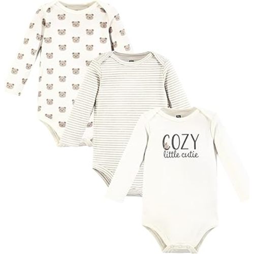 Hudson Baby baby-boys Cotton Long-sleeve Bodysuits 3-pack