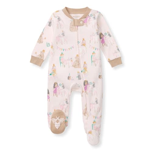 Burt's Bees Baby Baby Girls' 100% Organic Cotton Zip Front One-Piece Sleep & Play Loose Fit Pajamas