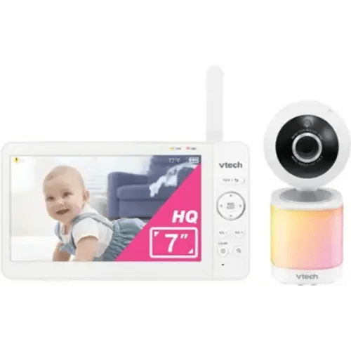 VTech - 7” Digital Video Baby Monitor with Pan-Tilt-Zoom, 600p High-Quality Display, and No WiFi - White
