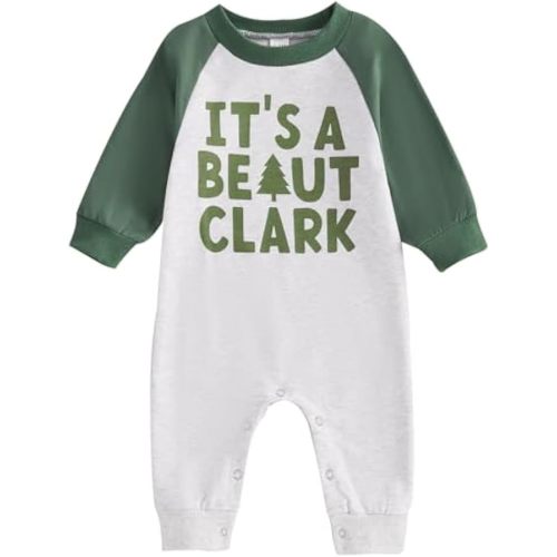 FIOMVA My First Christmas Baby Boy Girl Outfit Infant One Piece Jumpsuit Newborn Christmas Romper Fall Winter Clothes