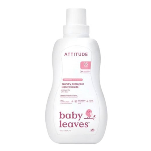 ATTITUDE Baby Laundry Detergent, EWG Verified, Plant and Mineral-Based Formula, HE Compatible, Vegan Household Products, Unscented, 35 Loads, 35.5 Fl Oz