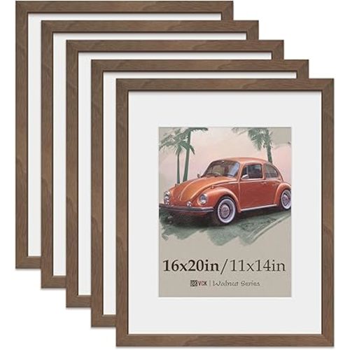 Picture Frame 5 Pack, 16x20, Natural Wood Grain Brown Walnut