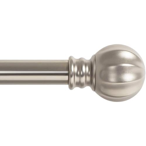 Ivilon Curtain Rod with Ball Finials - 1 inch Pole. 48 to 86 Inch. Satin Nickel