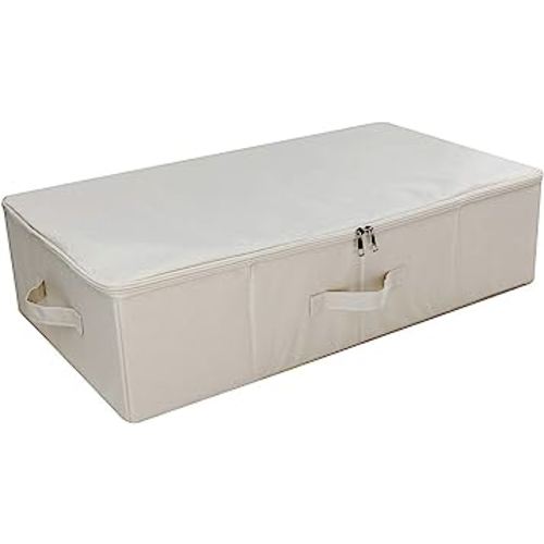 iwill CREATE PRO Underbed Storage Cube with Lid, Underbed Shoe Organizer Basket, Garment Storage Boxes, Beige