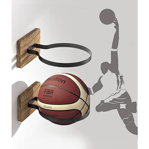 Wall Mount Basketball Holder, Ball Storage Holders Display Rack for Autograph Basketball, Football, Soccer, Volleyball Collection, Sports Accessories Organizer for Player Fans