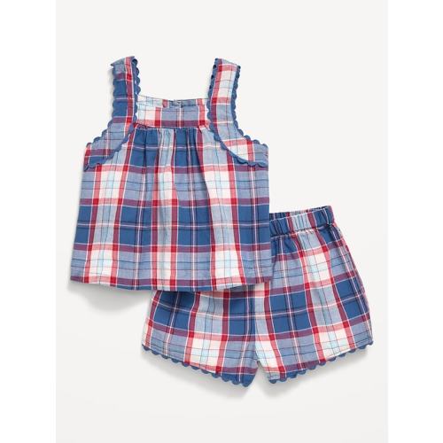Sleeveless Plaid Top and Shorts Set for Baby