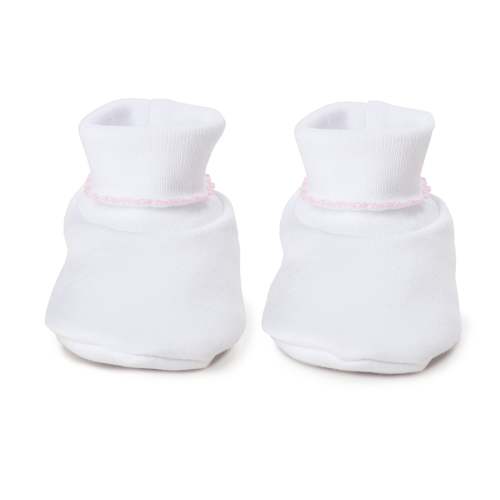 Infant Booties, White with Pink