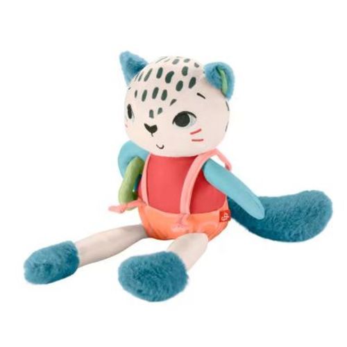Fisher-Price Baby Toy Planet Friends Spotting Fun Snow Leopard Plush with Sensory Activities for Newborns Ages 3+ Months