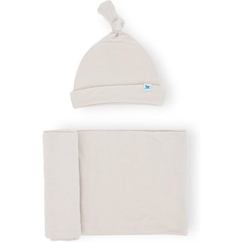 Little Unicorn Premium Stretch Knit Swaddle & Hat Set | Ultra-soft with optimal stretch for newborns | Giftable set (Pebble)