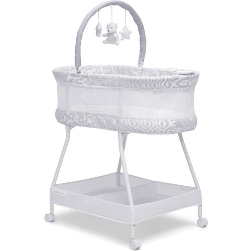 Delta Children Curve Bassinet, White/Grey
