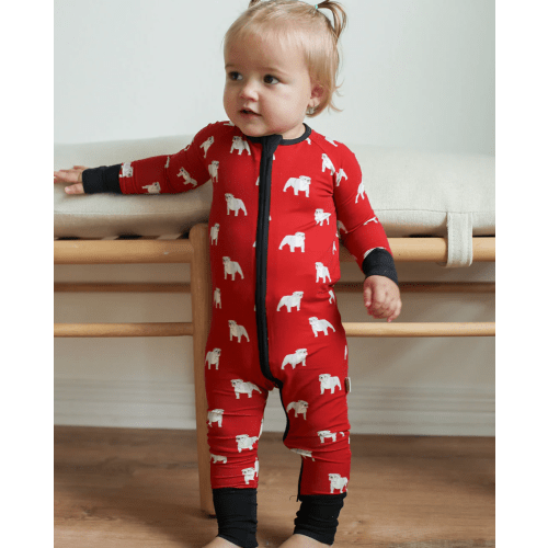 Zipper Baby Pajamas | Super Soft Viscose Bamboo | Red Bulldog Print | Free Shipping >$75 – Southern Slumber