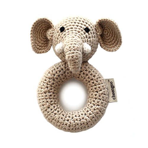 Cheengoo Sustainable Organic Bamboo Hand Crocheted Ring Rattle - Elephant