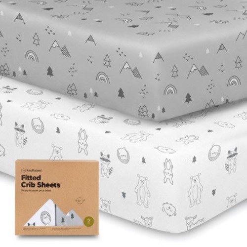 Keababies 2pk Jersey Fitted Crib Sheets, Soft & Breathable Baby Crib Sheet, Fits Standard Nursery Crib Mattresses