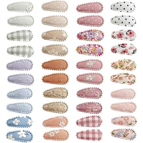 PandaEar 40 Pcs Baby Hair Clips, Toddler Snap Hair Clips for Girls, 1.5"