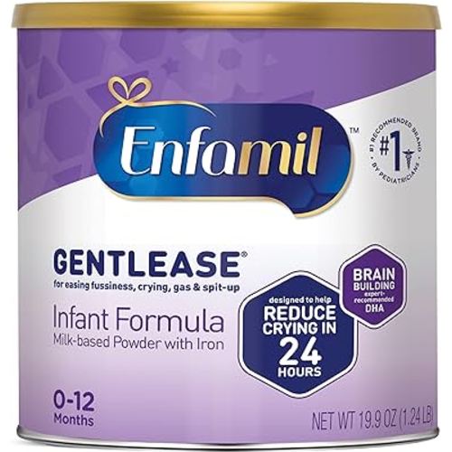 Enfamil Gentlease Baby Formula, Reduces Fussiness, Crying, Gas and Spit-up in 24 hours, DHA & Choline to support Brain development, Value Powder Can, 19.9 Oz