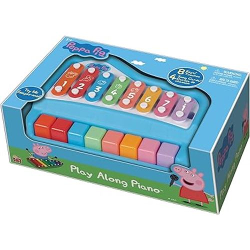 Peppa Pig: Play Along Piano - 2-in-1 Paino & Xylophone, 8 Notes & Keys, Includes: 4 Song Cards & 2 Mallets, Educational Music Toys for Toddlers & Preschoolers, No Batteries Required, Kids Ages 3+