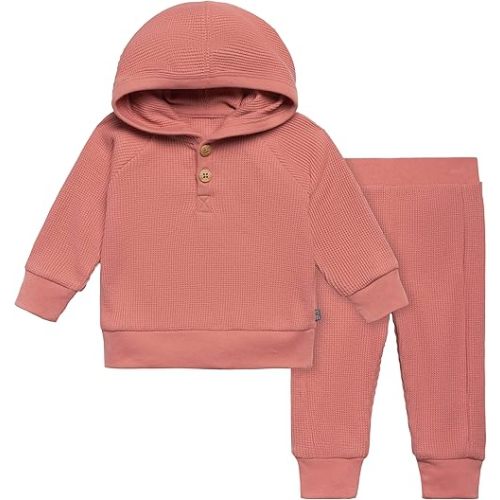 Modern Moments by Gerber Baby Girls' Mini-Waffle 2-piece Hoodie and Pant Set