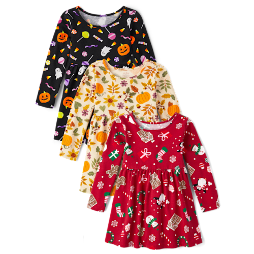Toddler Girls Holiday Everyday Dress 3-Pack - Black