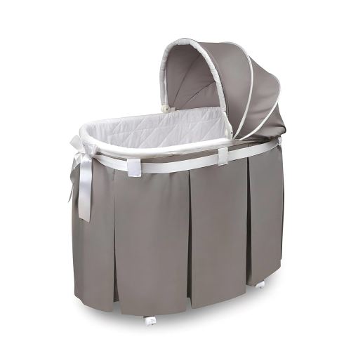 Badger Basket Wishes Rocking Baby Bassinet Heirloom Quality Bedside Sleeper with Bedding, Pad, and Storage Basket - Gray
