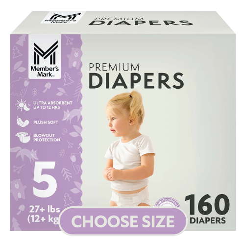 Member's Mark Premium Baby Diapers, Sizes: Newborn - 8