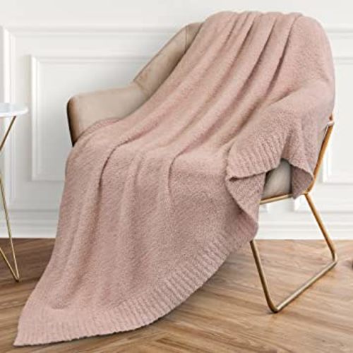 PAVILIA Plush Knit Throw Blanket for Couch, Super Soft Fluffy Throw, Fuzzy Lightweight Blanket for Bed Sofa, Knitted Warm Cozy All Season Throw Blanket (Taupe Tan, 50x60 inches)
