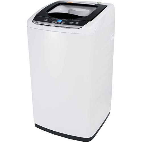 BLACK+DECKER 0.9 Cu. Ft. Portable Washer, 6.6 lb. Capacity Washing Machine for Homes & Apartments, 5 Wash Cycles, Quick Connect Sink Adapter and Drain Hose Included, Transparent Lid, BPWM09W, White