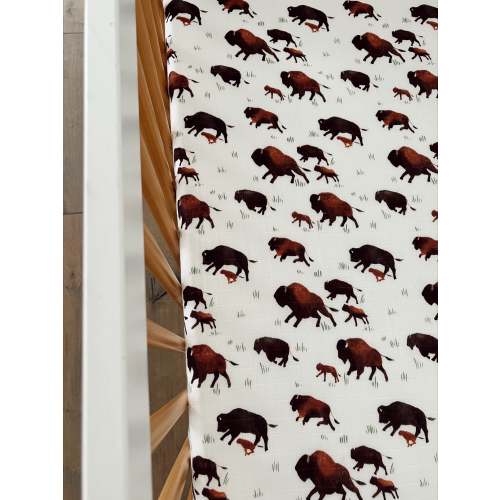 Muslin Crib Sheet, Bison