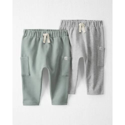 Baby 2-Pack Organic Cotton Pants in Sage Pond & Heather Grey - Little Planet | Carter's