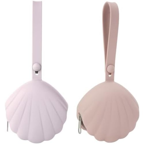 Silicone Pacifier Holder Case, Portable Leakproof Design Baby Pacifier Storage Case, BPA Free, Easy Clean, 2 Pack (Dusty Lilac+Blush)