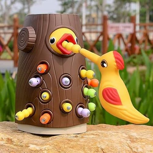 Bird Feeding Toy, Magnetic Bird Feeder ToyT, oys for 2 Year Olds - Magnetic Bird Feeding Game, Woodpecker Toy Magnetic Bird Feeding Game, Bird Feeding Toy Toddler (1 Set)
