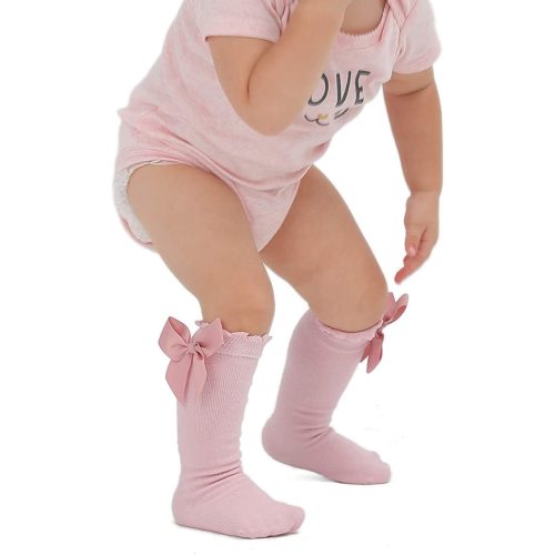 EPEIUS Baby Girls Knee High Socks Cotton Uniform Socks Tube Ruffled Stockings Newborn Infant Toddler (Pack of 3/5) - 3-12 Months - Assorted_1 6pk