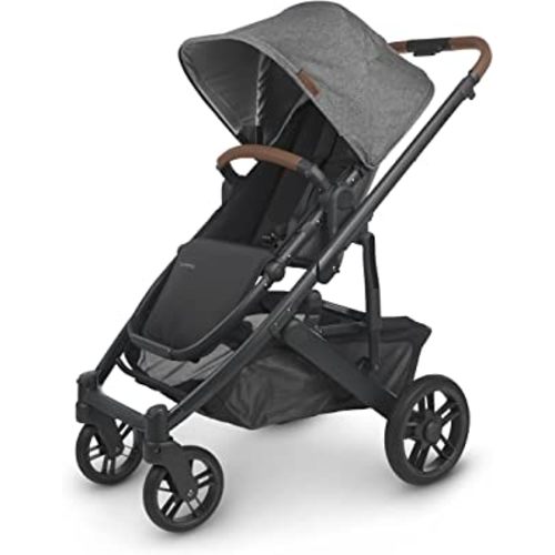 UPPAbaby Cruz V2 Stroller/Full-Featured Stroller with Travel System Capabilities/Toddler Seat, Bumper Bar, Bug Shield, Rain Shield Included/Greyson (Charcoal Mélange/Carbon Frame/Saddle Leather)