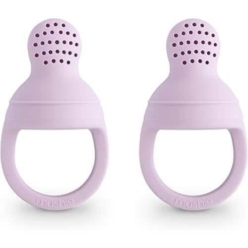 mushie Silicone Baby Fresh Fruit & Food Feeder Pacifier | 6 Months+ (Soft Lilac)