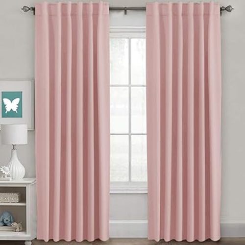 H.VERSAILTEX Blackout Curtains Thermal Insulated Window Treatment Panels Room Darkening Blackout Drapes for Living Room Back Tab/Rod Pocket Bedroom Draperies (2 Panels, Baby Pink, 52 x 84 Inch)