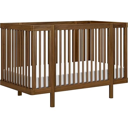 Babyletto Pogo Convertible All-Stages Bassinet, Midi, Full-Size Crib in Natural Walnut, Greenguard Gold Certified, Portable & Adjustable with Conversion Kits and Pads Included