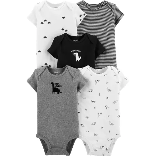 5-Pack Dinosaur Original Bodysuits - 12M - Black/White