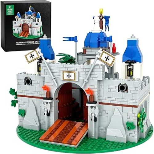 Medieval Knight Castle Building Blocks Set – Comes with 12 Knights Figures , Compatible with Lego Medieval Town Square House Toys , for Adults & Children Ages 6+