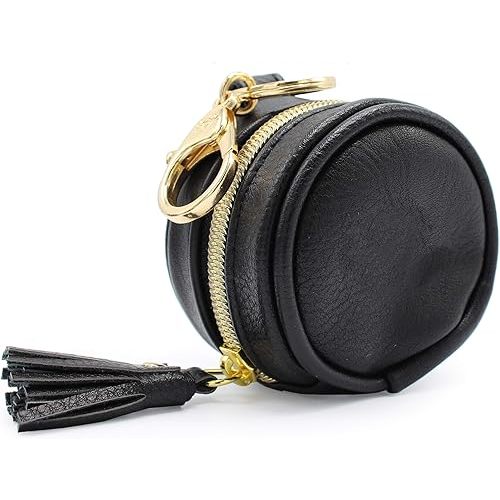 Itzy Ritzy Pacifier Holder Case with Clip - Pacifier Case Includes Clasp to Easily Attach to a Diaper Bag or Purse, Measures 2.5" in Diameter and Holds 2 Pacifiers (Black)