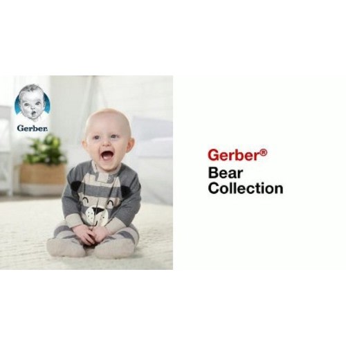 Gerber Baby Boys'4pk Bear Burpcloths - Gray/Light Brown