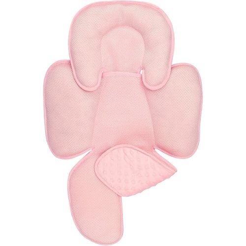 2-in-1 Baby Carseat Head Support, Infant Car Seat Insert for Newborn Girls Boys, Soft Baby Neck Support and Body Cushion for Car Seat, Stroller, Bouncer (Pink)