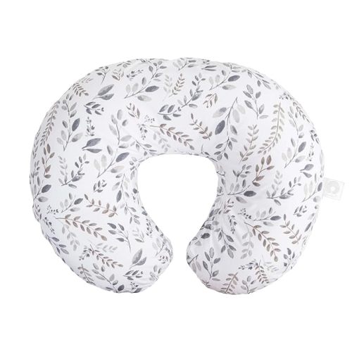 Boppy Original Nursing Pillow, Gray Taupe Leaves, Ergonomic Nursing Essentials for Bottle and Breastfeeding, Firm Fiber Fill, with Removable Pillow Cover, Machine Washable
