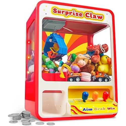 JOYIN Claw Machine Arcade Toy with LED Light & Adjustable Sound, Rechargable Dispenser Toys Mini Vending Machine for Kids - Perfect Christmas & Birthday Big Gifts for Kids, Ages 3+