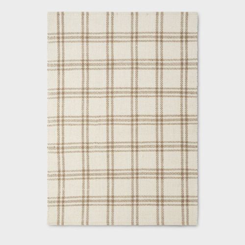 5'x7' Cottonwood Handwoven Plaid Wool/cotton Area Rug Neutral - Threshold™ Designed With Studio Mcgee: 5x7 Cream Flat Pile Rug