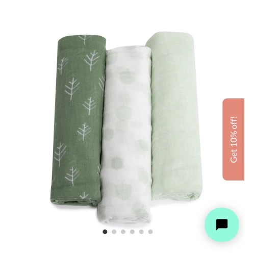 Nordic 3pk Muslin Wraps Avocado/Forest