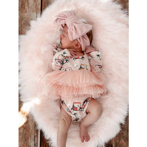 Golf Cart Pink / Organic Long Sleeve Tutu Bodysuit