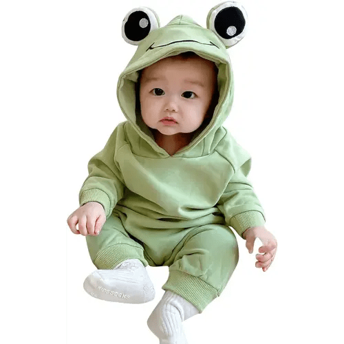 Outfit for Baby Boy Baby Cute Animal Jumpsuit 3D Frog Newborn Infant Long Sleeve Hooded Romper Sleeper