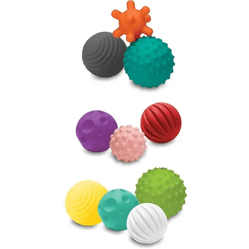 Infantino Textured Multi Ball Set - Toy for Sensory Exploration and Engagement for Ages 6 Months and up, 10 Piece Set, Small