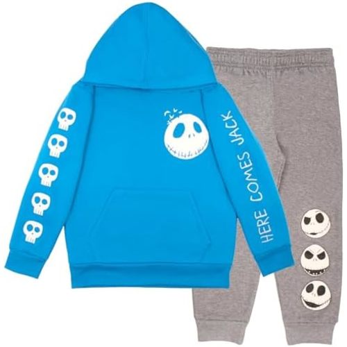 Disney Nightmare Before Christmas Boys Matching Sets Pullover Hoodie and Jogger Fleece Set Jack Skellington Graphic Logo